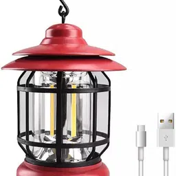 finaro Emergency USB Camping Lantern Red Metal, Plastic Hanging Lantern 8 hrs Lantern Emergency Light-picture-24