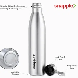 snapple TAG Single Wall Stainless Steel Fridge/Gym/Home/Office Water Bottle 1000 ml Bottle image 5