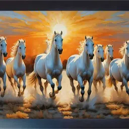 dekorvia Seven Running White Horses Photo Frame Vastu Wall Decor Painting for Home&Office Digital Reprint 12 inch x 9 inch Painting-picture-16