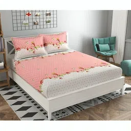 cozy queen Cotton Queen Flat 280 TC Floral Bedsheet image 1