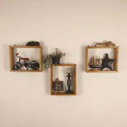 symplify Arthur Iii Rectangular Shaped Set Of 3 Wooden Wall Shelves image 2