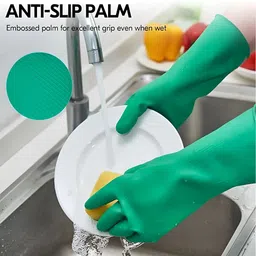 donizard Dishwashing Multipurpose Daily Use Reusable Washable Grip Anti-Slip Rubber Safety Gloves image 3