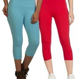 3/4th Capri leggings Women Red, Light Blue Capri-image-29