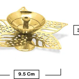 adhvik Pack of 1 Small Size 3.5 Cm Metal Brass Pital Star Shape Leaf Paro Pyali Diya Brass Table Diya image 2