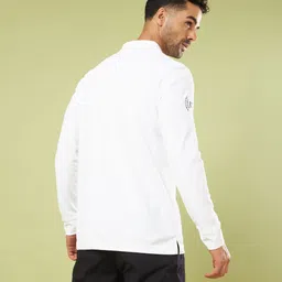 technosport Men Solid Zip Neck Polyester White T-Shirt image 2