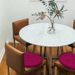 wondershala Cotton Chair Pad Pack of 2 Solid Antique Round Chair Cushion Round Chairpad image 2