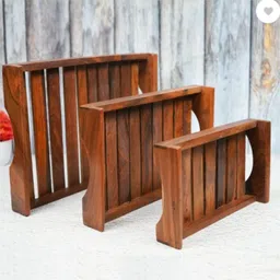 micklyn Sheesham Wood tray set of 3 Tray Serving Set-picture-10