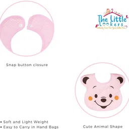 the little lookers Baby Button Bibs/Apron Cute Animal Shaped with Tich Button (Pack of 4) image 4