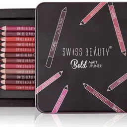 swiss beauty Bold Matt Matte Lip Liner Set of 12 with Solid Container Box image 1