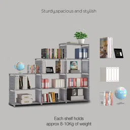 imperial fur 9 Layer Portable Book Shelf Rack | Space-Saving Book Stand for Home & Office Metal Open Book Shelf image 2