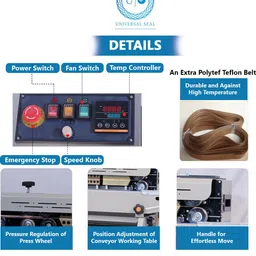universalseal FR900 Band Sealer | 0-18m/min | Heat Sealing Machine for Food Packets Table Top Heat Sealer image 2