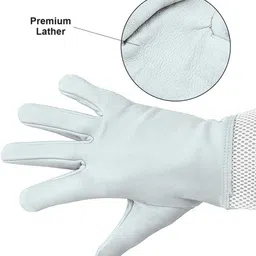 anp bee Premium Beekeeping Gloves with Cotton Vented Mesh, Long Sleeve & Elastic Cuff LeatherSafety Gloves image 4