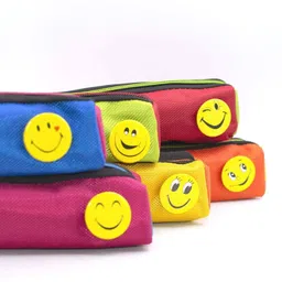 shubhkraft Smiley Stationary Zipper Pencil Pen Pouch Case Set for Kids School Accessories Smiley Batch attached Art Polyester Pencil Boxes-picture-15