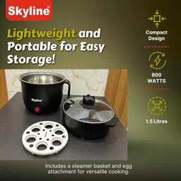 skyline VTL 9090 Multi Kettle with Steamer & Egg Attachment Multi Cooker Electric Kettle image 3
