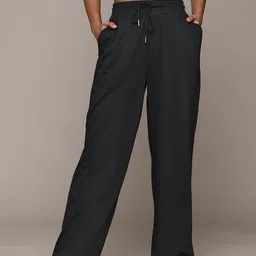 roadster Women Regular Fit Black Cotton Blend Trousers-picture-25