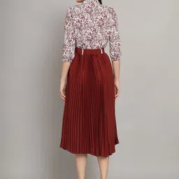 zwerlon Women A-line Maroon Midi/Calf Length Dress image 2