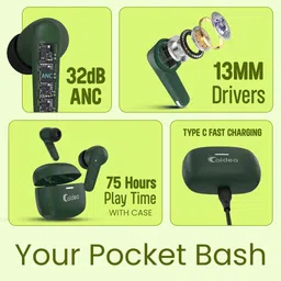 caidea TW400 Aristo 32dB Active Noise Cancellation 75H* Fast Charging Wireless Earbuds Bluetooth Headset image 2