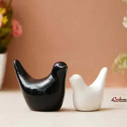 Resin Love Birds Showpieces (Set of 2, Black White)| Home Decor Items for Living Room Bedroom Hall Office Desk| Decorative Bird Figurines Statue| Home Decor Gifts for Birthday Housewarming-image-8