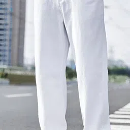star4well Men Straight Fit Mid Rise White Jeans-picture-25