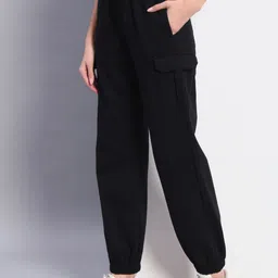 q-rious Women Regular Fit Black Cotton Blend Trousers-picture-24