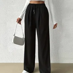 warcourt Women Solid Black Track Pants image 3
