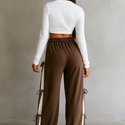 bb collection Women Relaxed Brown Lycra Blend Trousers image 2