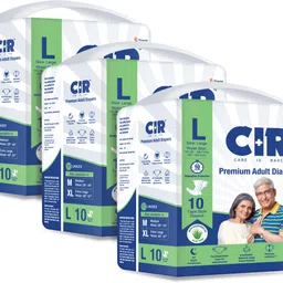 cir Premium Adult Diapers, Large, Pack of 3 (30 units) Adult Diapers - L image 1