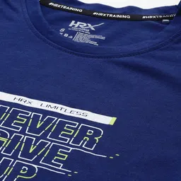 hrx by hrithik roshan Women Typography Round Neck Pure Cotton Navy Blue T-Shirt image 2