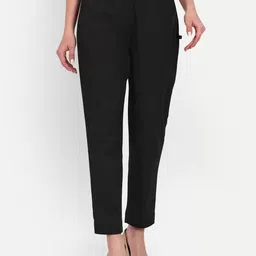 priham Women Regular Fit Black Pure Cotton Trousers-picture-12