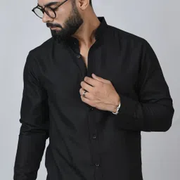 jessnx Men Regular Fit Solid Spread Collar Casual Shirt-picture-24