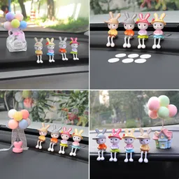 jagdambey gifts 4 Types of Long Legged Bunny Wearing a Hat as a Toy and Showpiece Decorative Showpiece - 7.2 cm image 4