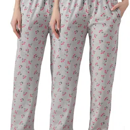 Pack of 2 Women Printed Grey Track Pants-image-22