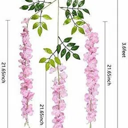 well art gallery Pink, Green Westeria Artificial Flower image 4