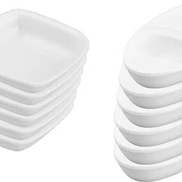 neena crockeries Plastic Sauce Bowl Acrylic PVC Free Unbreakable Food Grade Semi Square Dip and Twin Dip-picture-14