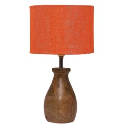new era Orange Jute Table Lamp With Wood Base image 5