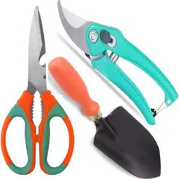 3 pcs Gardening Tools Combo of Scissor, Shovel and Garden Scissors Pruning Bypass Secateurs Flower Cutter Branch Trimmer Carbon Steel Blade with Lock Garden Tool Kit (3 Tools) Garden Tool Kit-image-4