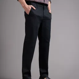 british club Men Slim Fit Black Pure Cotton Trousers image 4