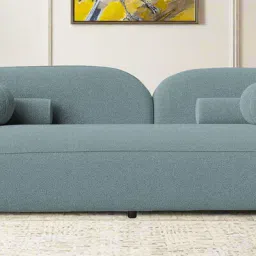 febonic Corny Boucle Fabric 3 Seater Sofa In Stormy Blue Colour image 1