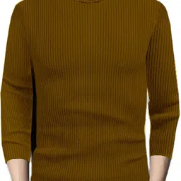 cat bunny Men Self Design High Neck Brown Sweater-picture-19