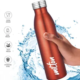 milton Breeze 1000 Stainless Steel Water Bottle, 1030 ml, Metallic Brown 1030 ml Bottle image 2