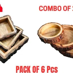 crafty city wooden serving tray pack of 6 pcs Tray Serving Set image 3