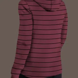 kelonbro Men Striped Hooded Neck Cotton Blend Maroon T-Shirt image 2