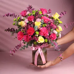 Blush N Bloom In A Golden Vase image 2