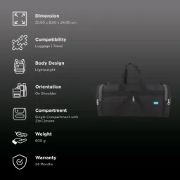 Traveldoo 18 inch Square Folding Duffle Bag (Water Proof, DB0100, Black) image 3