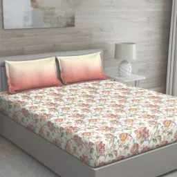 Pink Floral 150 TC Cotton Queen Sized Bed Sheets with 2 Pillow Covers by GM Fabrics-image-17
