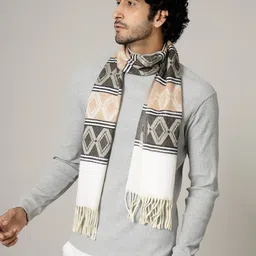 HANDICRAFT PALACE Men Orange & White Printed Mufflers-picture-6