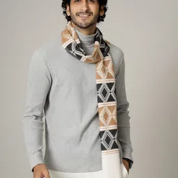 HANDICRAFT PALACE Men Orange Self-Design Wool Muffler-picture-7