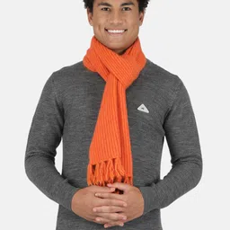 Monte Carlo Men Orange Coloured Solid Wool Knitted Muffler image 1