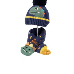 Little Surprise Box LLP Kids Knitted Winter Patterned Wool Mufflers With Cap-image-33