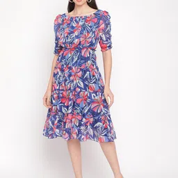 Sugathari Floral Printed Tiered  A-Line Midi Dress-picture-12